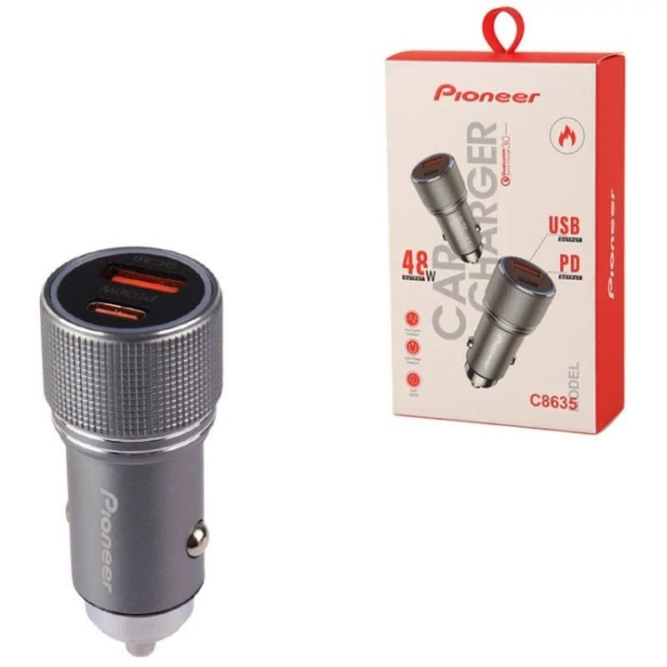 شارژر فندکی فست شارژ پایونیرPioneer C8010 QC3.0 PD 48W