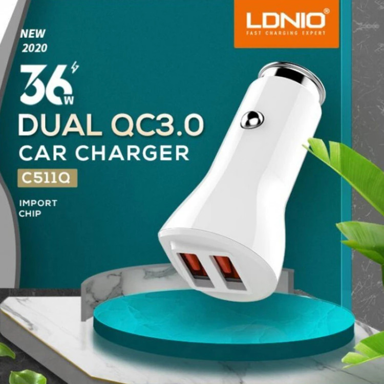 شارژر فندکی الدینیو مدل C511Q به همراه کابل تبدیل Type c
