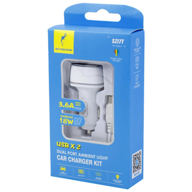 شارژر فندکی اسکای دلفین مدل SZ17T به همراه کابل تبدیل USB-C1