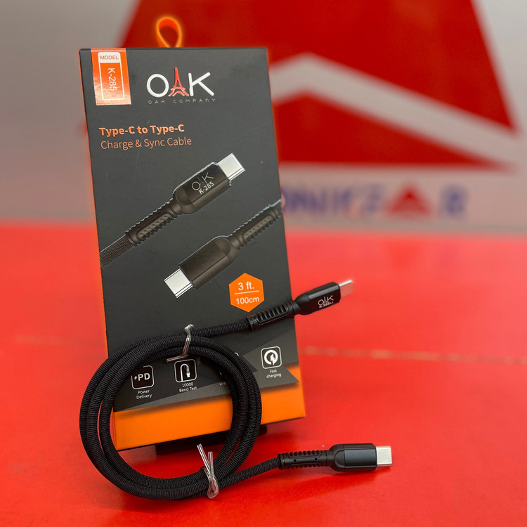 کابل شارژ 2 سر تایپ سی OAK K-285